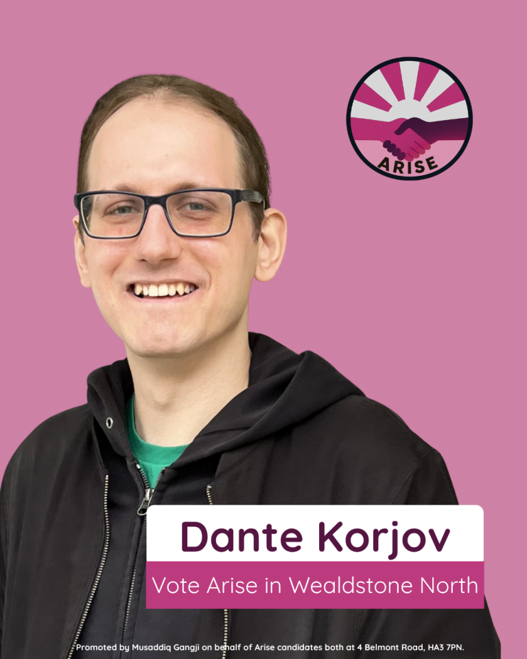 Vote Arise in Wealdstone North, Dante Korjov